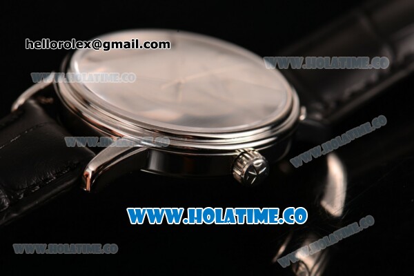 Vacheron Constantin Patrimony Miyota 9015 Automatic Steel Case with White Dial Silver Arabic Numeral/Stick Markres and Black Leather Strap - Click Image to Close